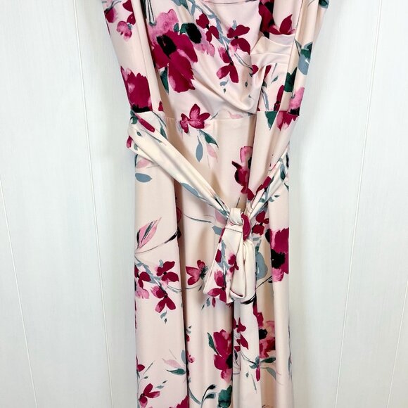 Lauren Ralph Lauren Women's Carana Floral Dress Size 16‎ Faux Wrap Feminine Pink - Picture 3 of 15